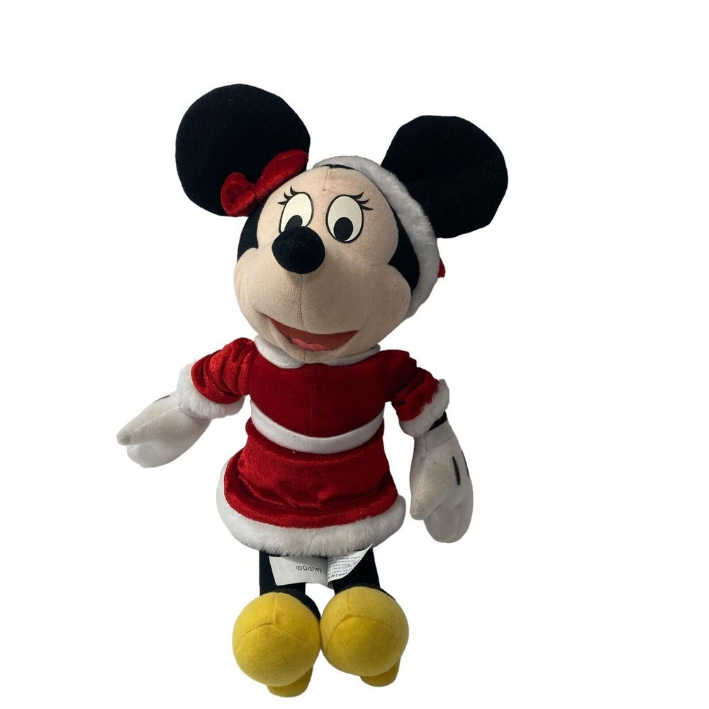 DISNEY Minnie Plush Christmas Holiday Minnie Mouse 14" Gift Toy Doll X-Mas